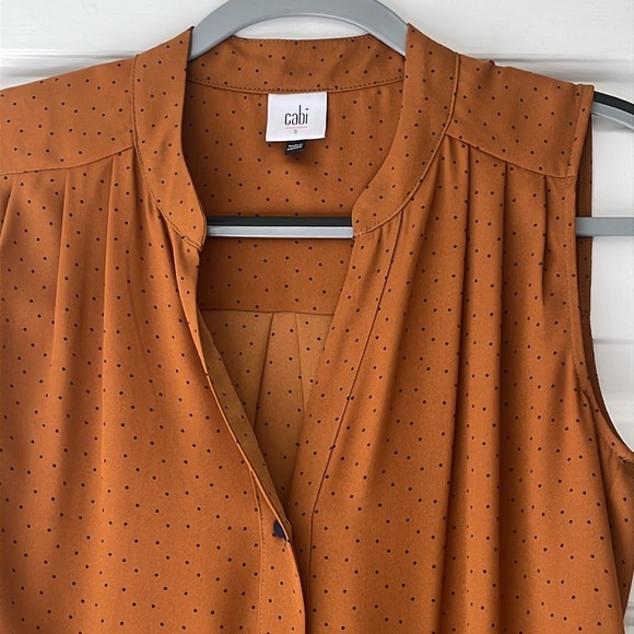 Cabi Befriend Sleeveless Rust Top with Tiny Black Dots - Picture 4 of 8